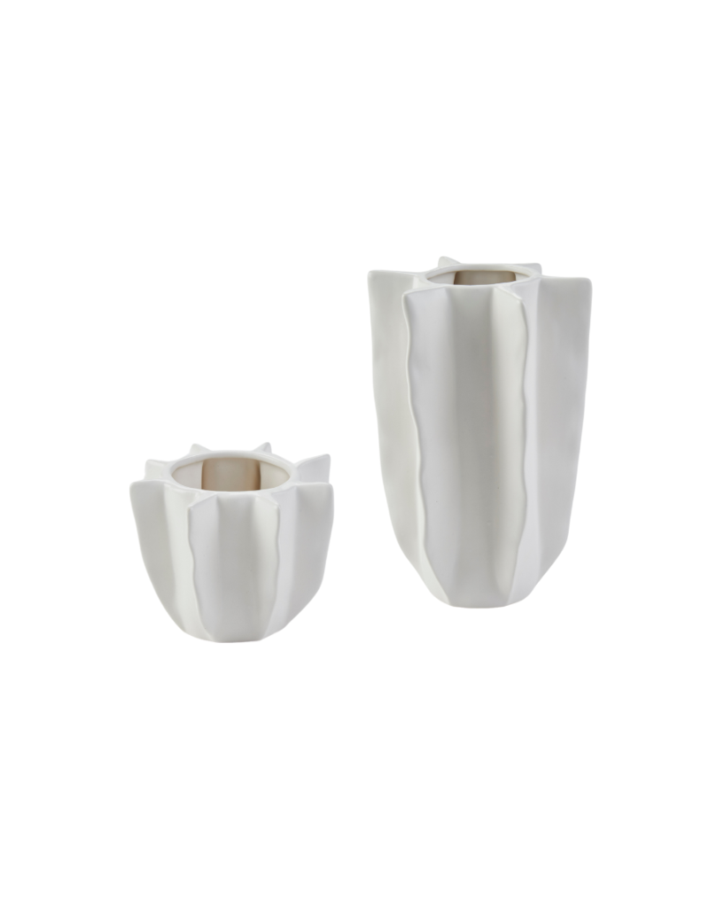 Wedges White Ceramic Vase