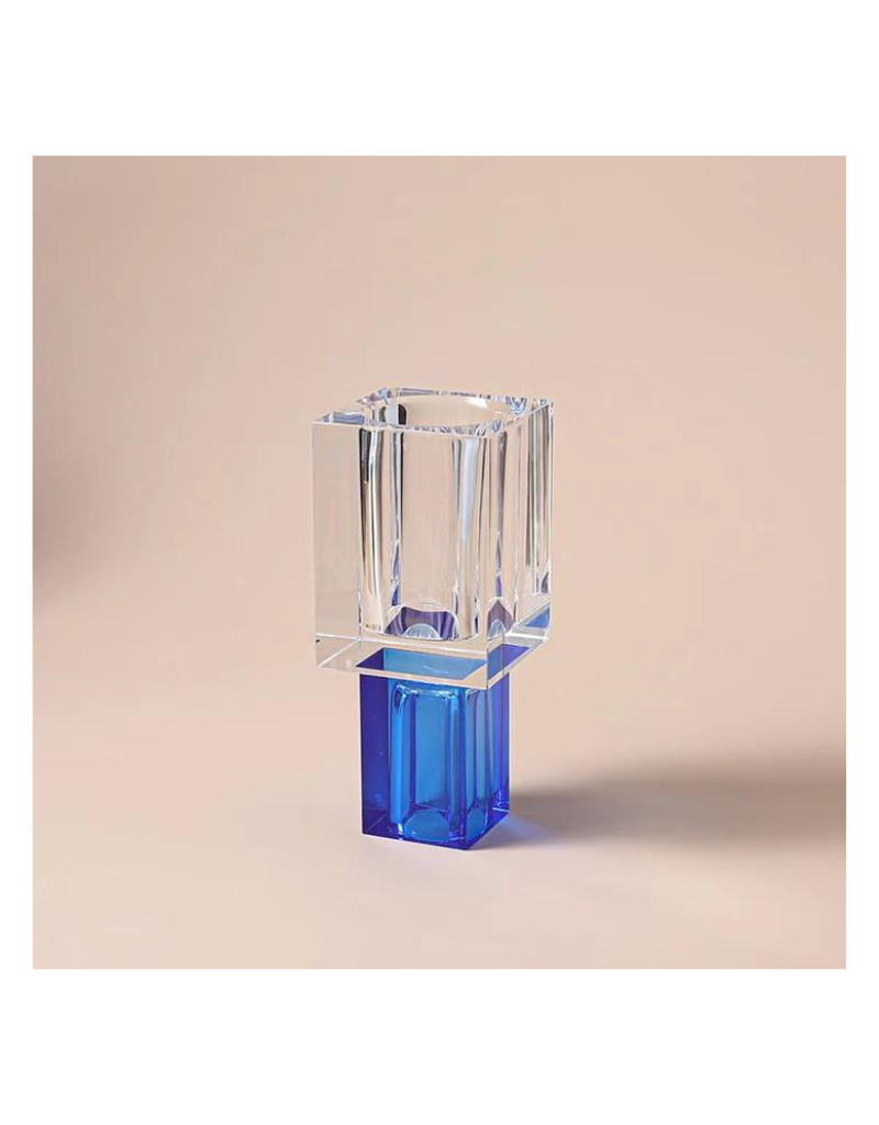 Blue Base Crystal Square Vase