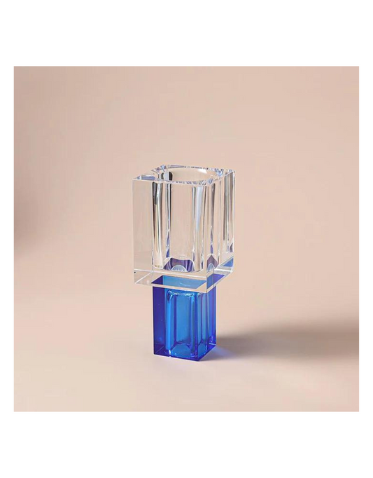 Blue Base Crystal Square Vase