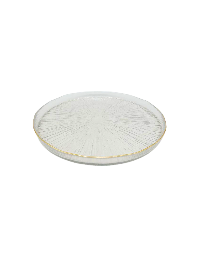 Crystal Glass Plates with Gold Raised Rim