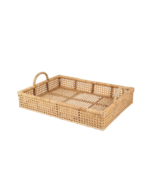 Jaali Rattan Basket with Handles