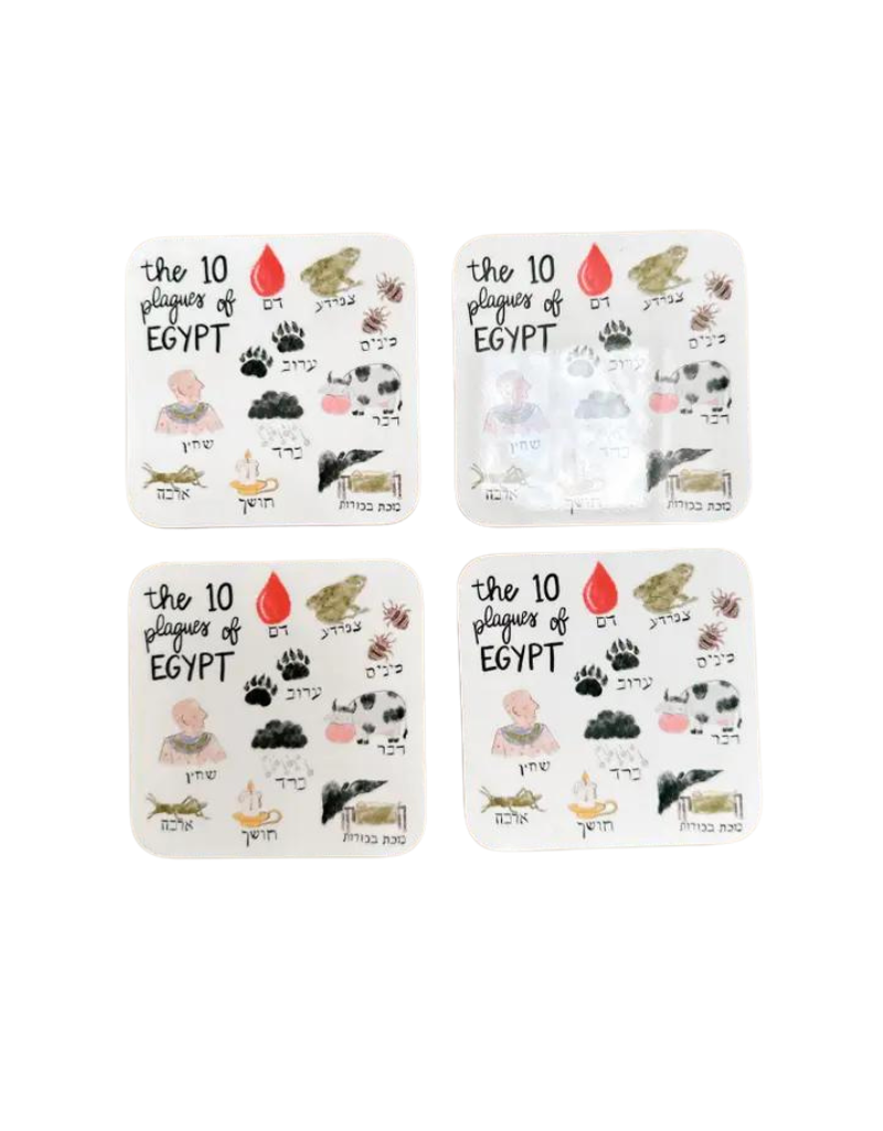 Passover Ten Plagues Square Coasters