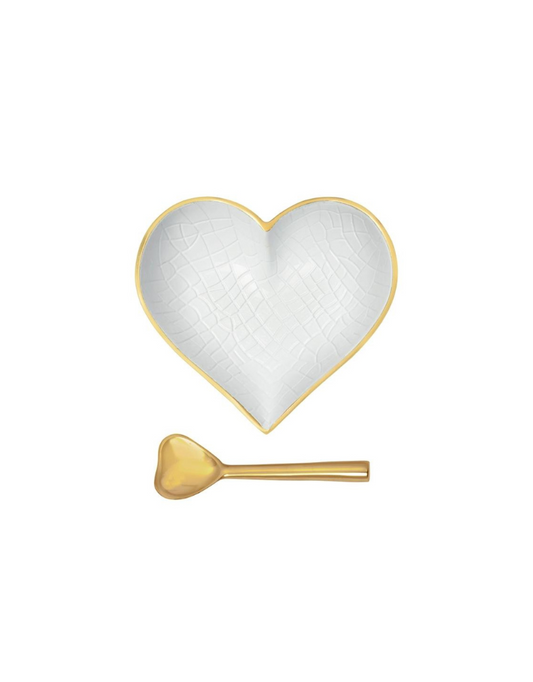Happy Gold & White Croco Heart with Gold Heart Spoon