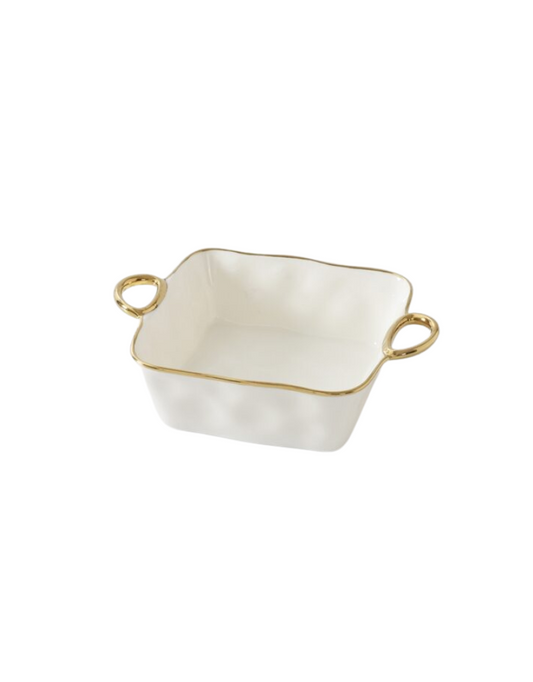 Square White & Gold Baking Dish