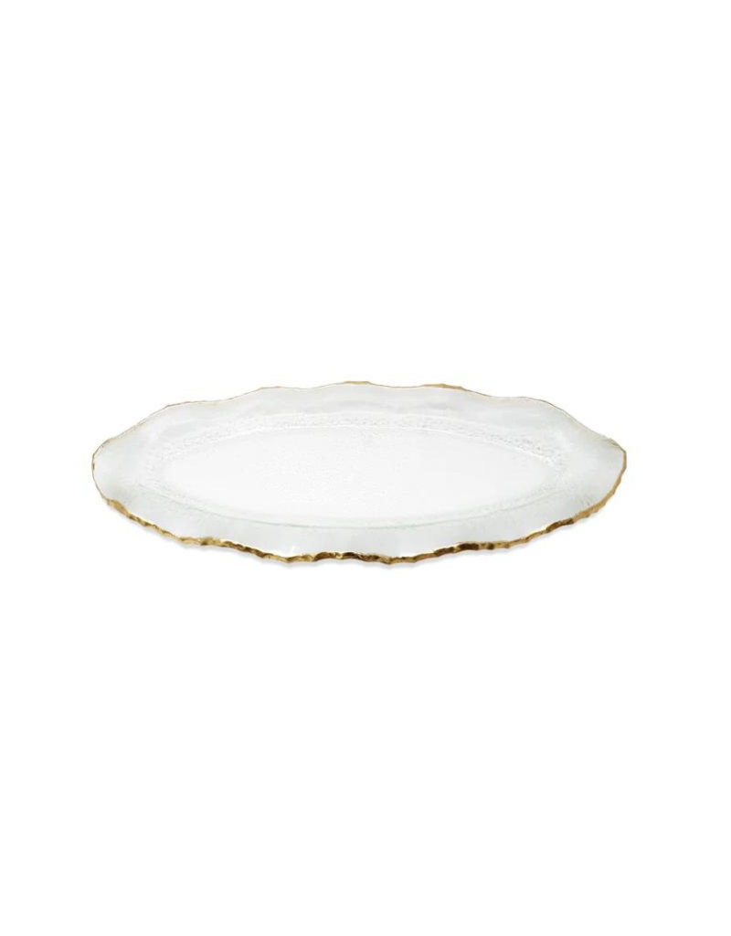 Glass Plate With Gold Scalloped Rim