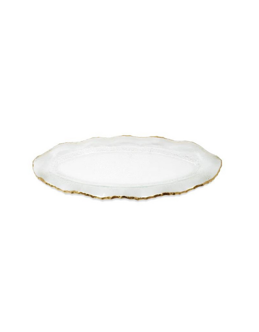 Glass Plate With Gold Scalloped Rim