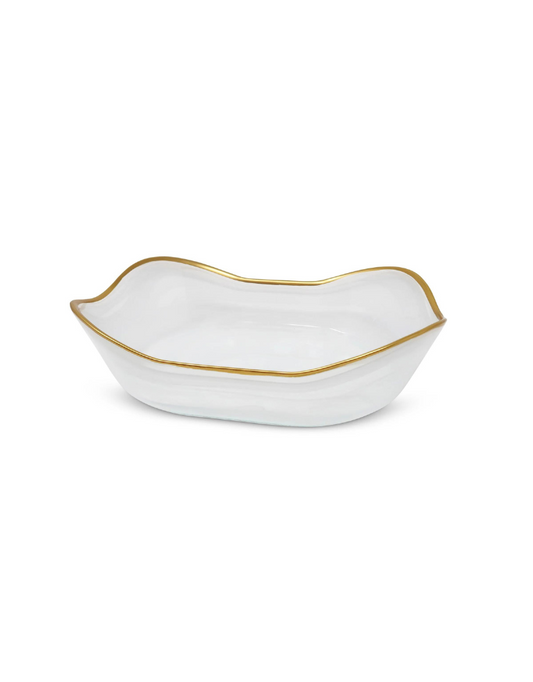 White Alabaster Bowl with Gold Rim