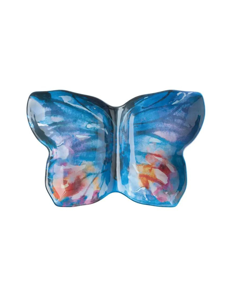 Blue Floral Butterfly Double Bowl