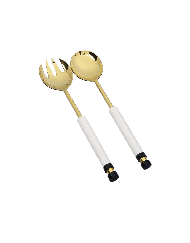 Stone Handle Gold Salad Servers