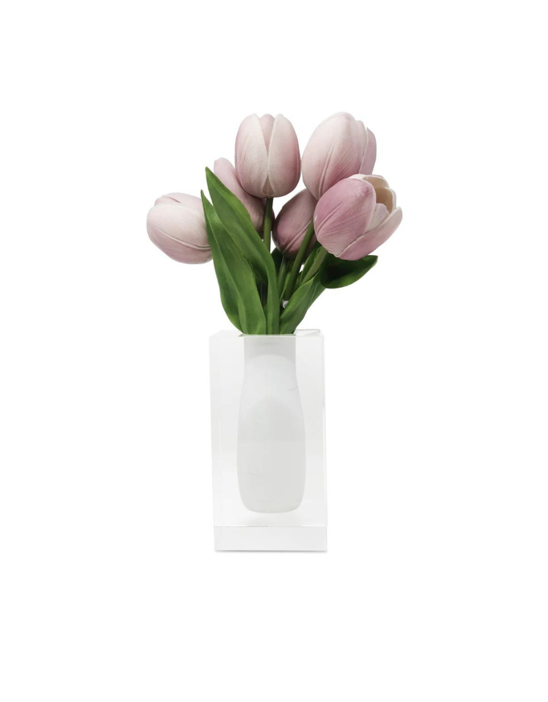 Double Wall Crystal Bud Vase - White