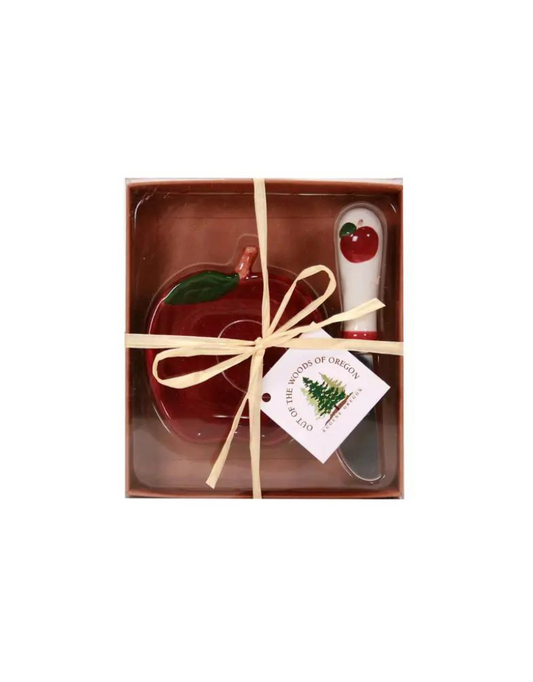 Red Apple Bowl & Spreader Set