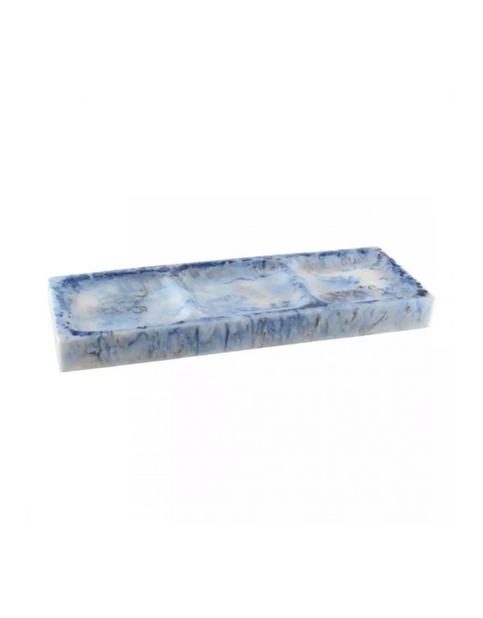 3 Section Reversible Blue Resin Dish