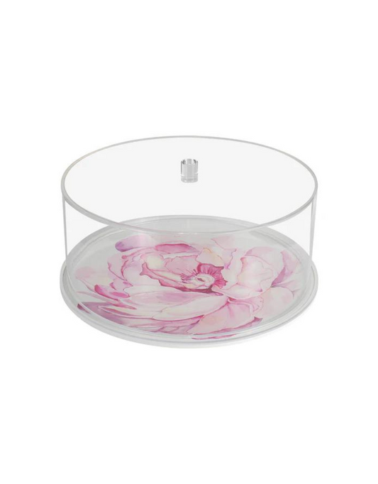 Lucite Floral Leatherette Design Cake Dome