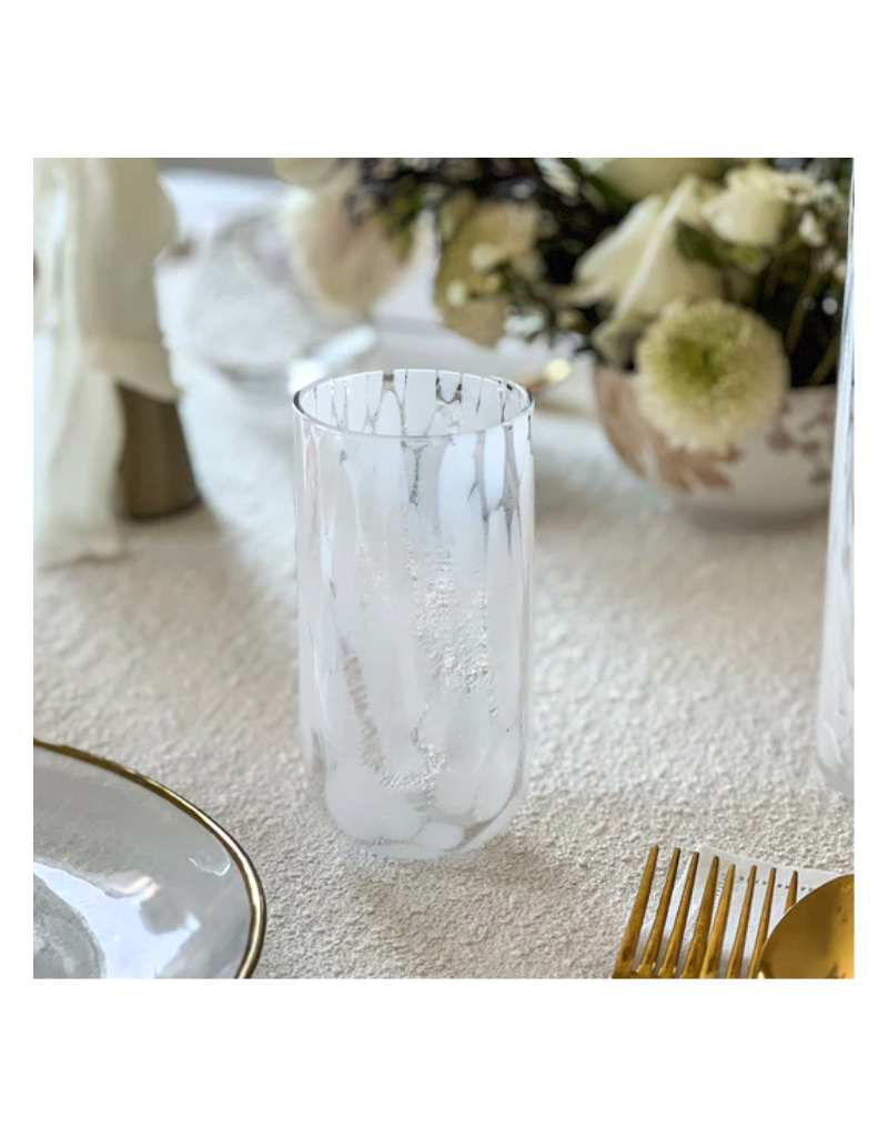 Set of 6 White Stained Tall Tumblers