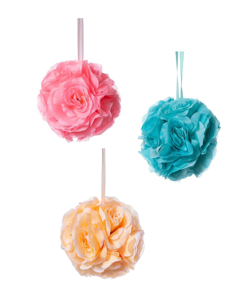 Hanging Silk Rose Ball - 3 Color Options