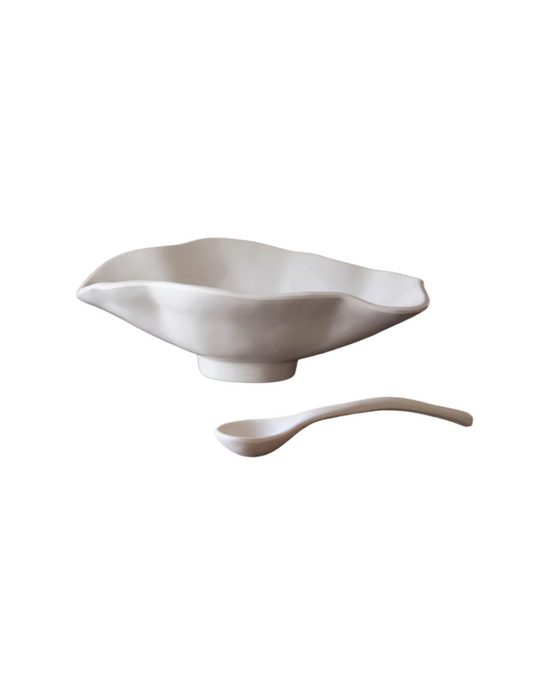 VIDA Nube Small Oval Bowl & Spoon - White