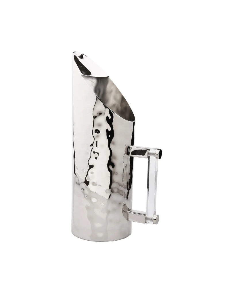 Slanted Hammered Pitcher with Acrylic Handle