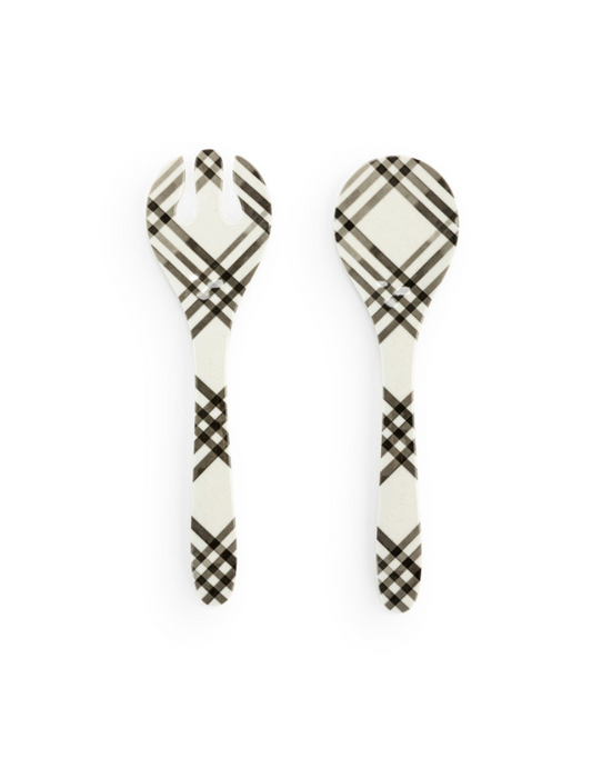 Black Plaid Melamine Serving Utensil Set