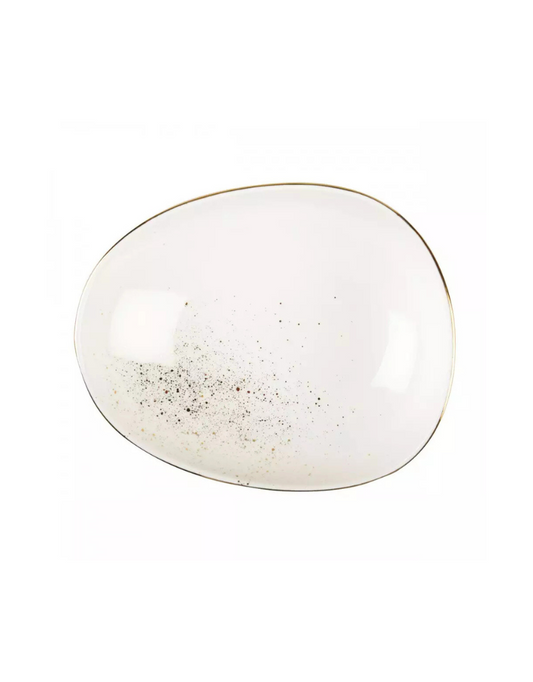 Gold and White Oval Bowl