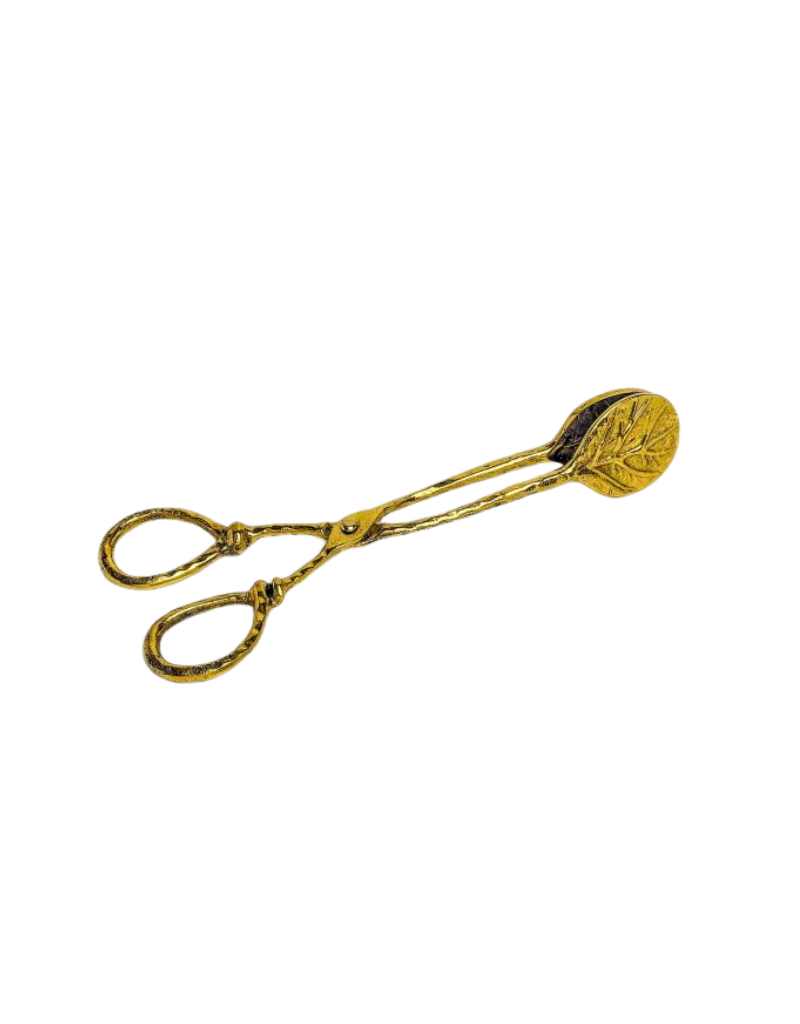 Vintage Style Brass Leaf Serving Tongs