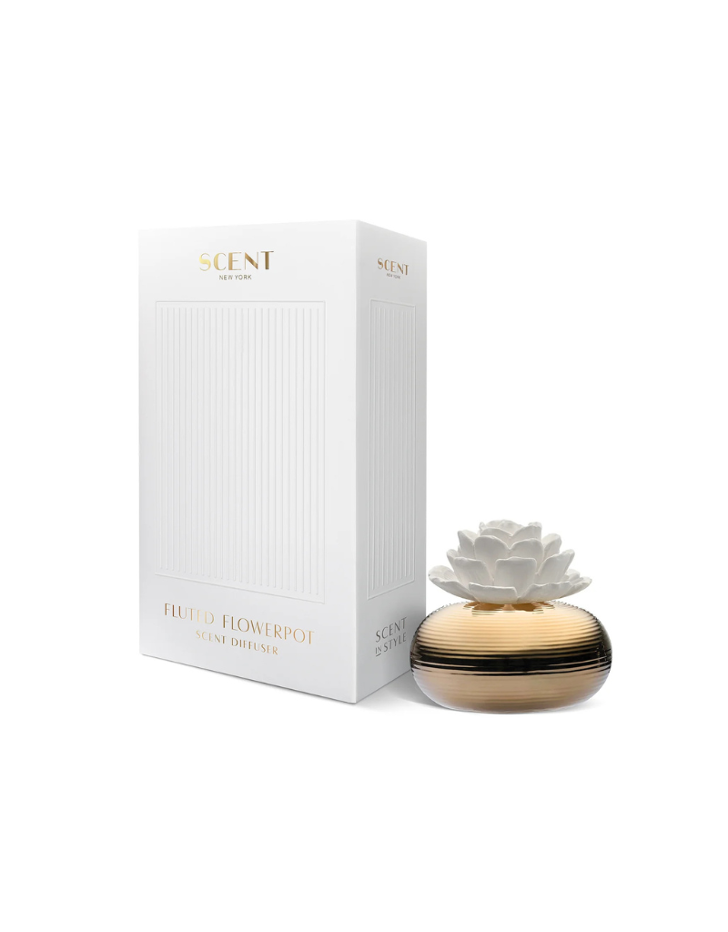 Fluted Flowerpot Scent Diffuser - White Flower