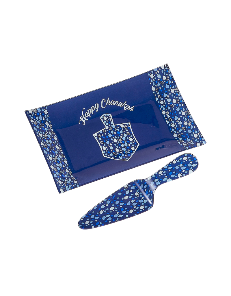 Chanukah Mosaic Glass Tray and Server Set