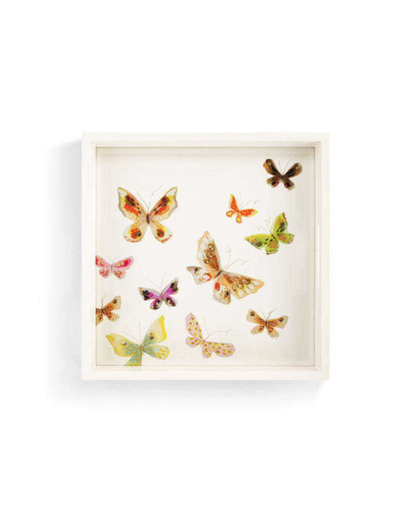 Scattered Butterfly Wood Square Tray