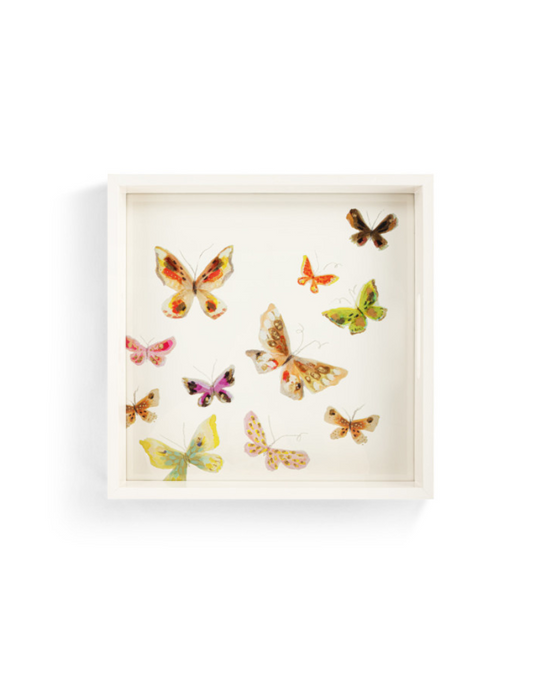 Scattered Butterfly Wood Square Tray