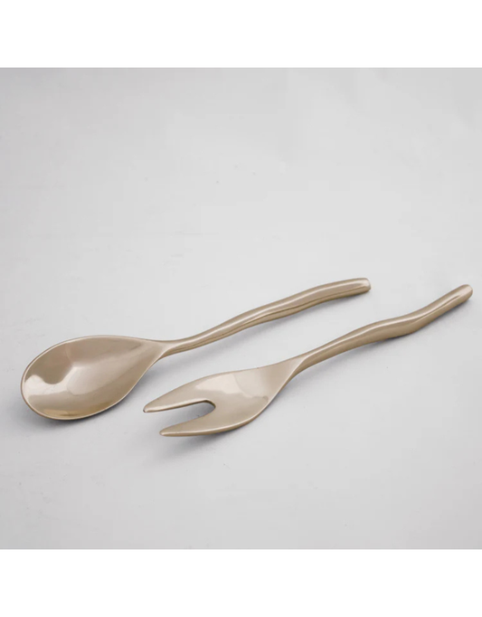 Sierra Modern Maia Small Salad Servers - Shiny Gold