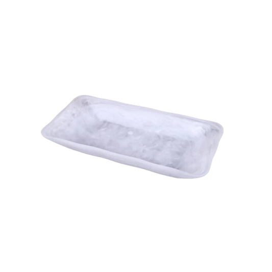 Resin White Swirl Tray