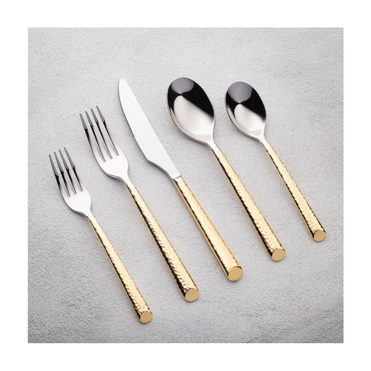 Vikko Onyx Shiny Silver with Gold Handle Flatware Set
