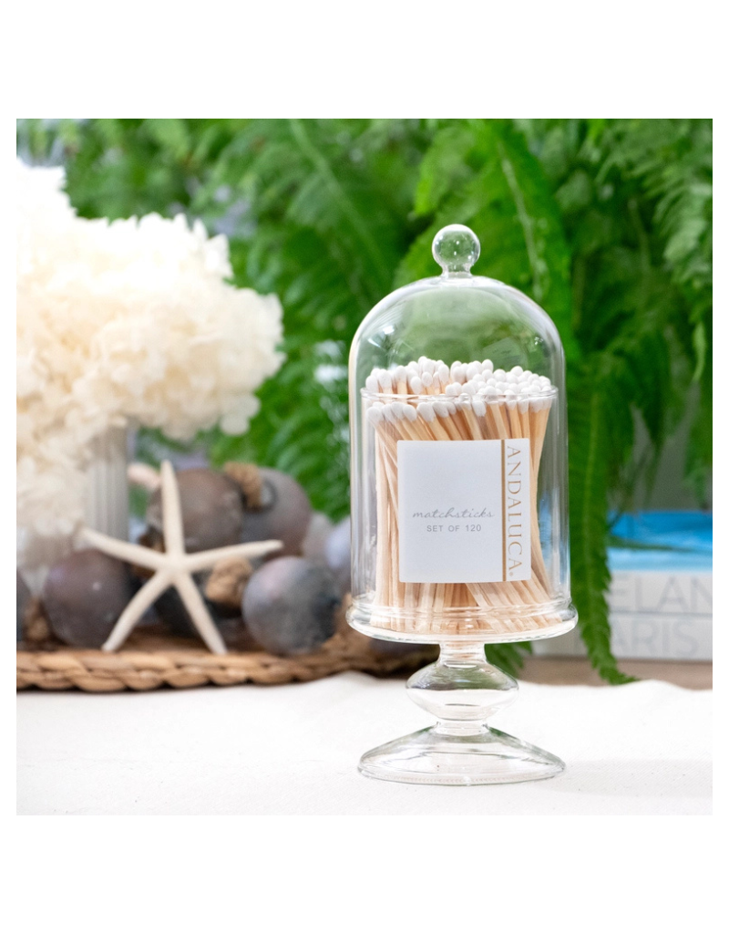 Tall Glass Jar with Lid & Wooden White Matches