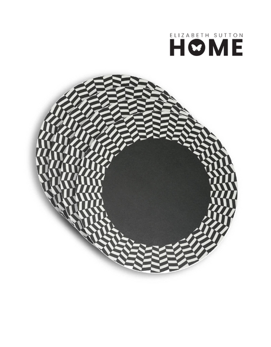 Elizabeth Sutton Collection: Black & White Chevron Vinyl Placemat Set