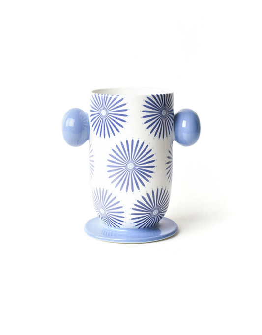 Iris Blue Large Round Vase with Decorative Knobs