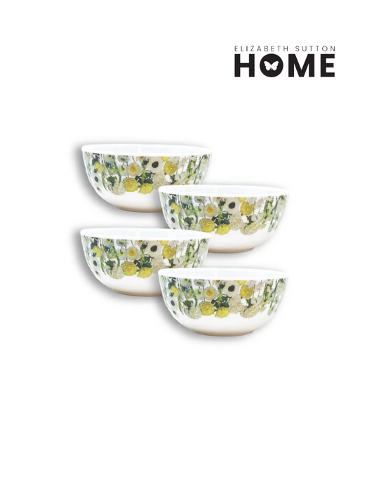 Elizabeth Sutton Collection: Cream Floral Garden Melamine Bowl Set