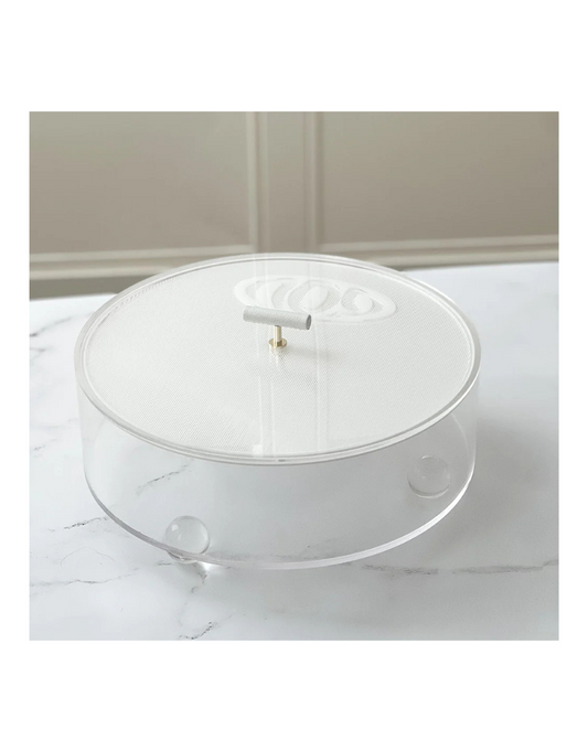 Lucite Corrugated Matzah Box with Leatherette Handle