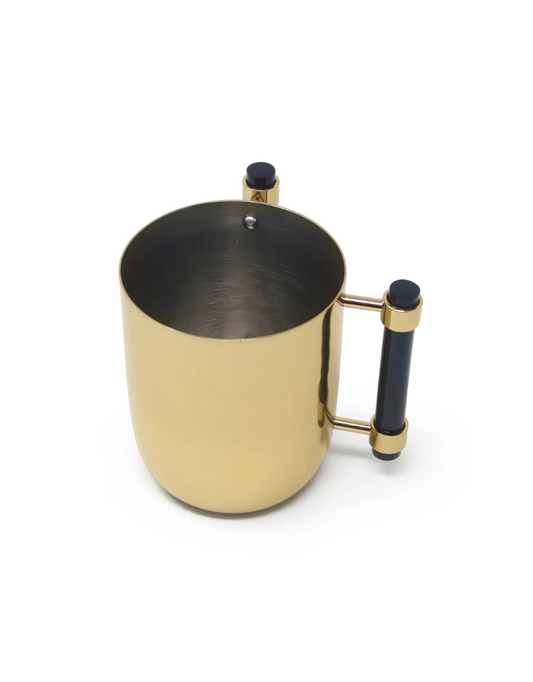 Metal Washing Cup Gold with Black Handles