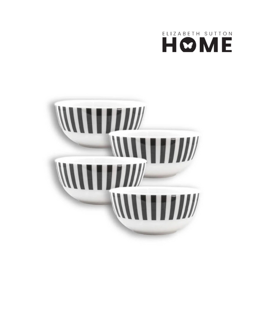 Elizabeth Sutton Collection: Black & White Starburst Melamine Bowl Set