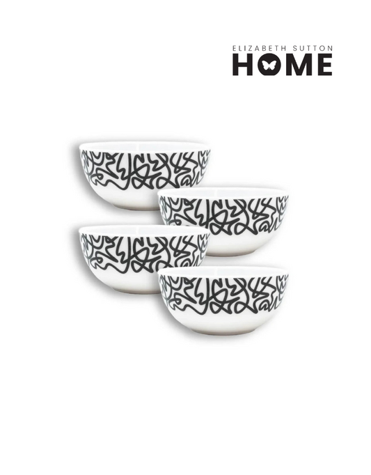 Elizabeth Sutton Collection: Black & White Squiggly Melamine Bowl Set