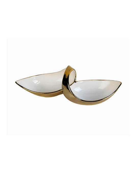 Gold & White Double Snack Bowl
