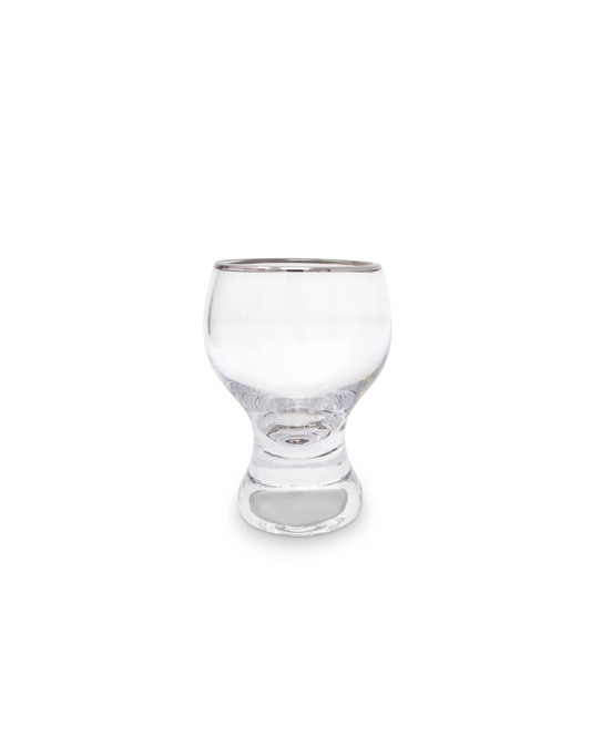 Liquor Glass Set With Silver Stem & Rim