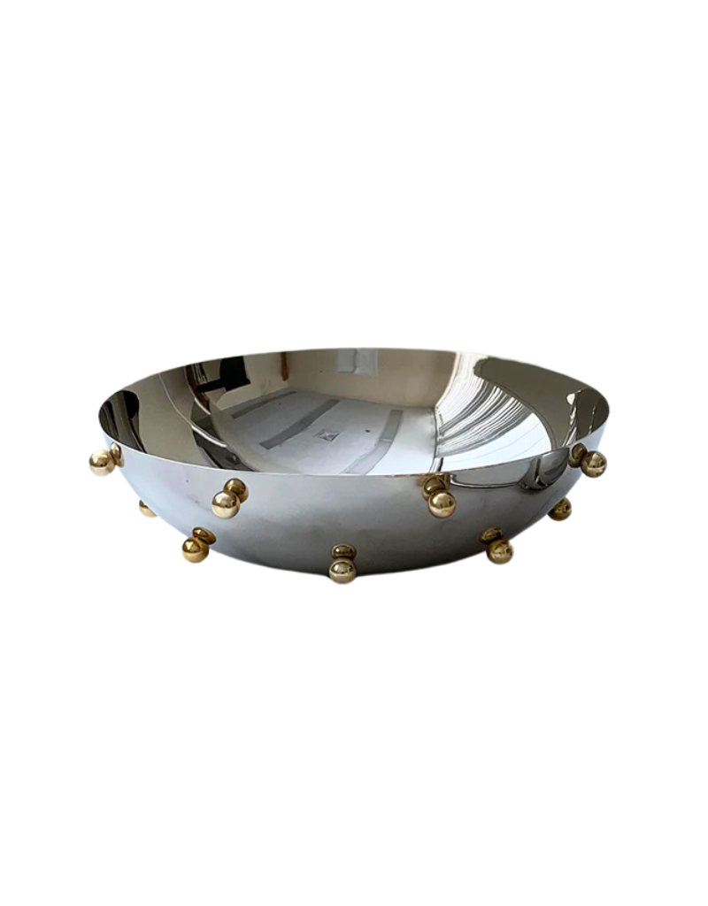 Stainless Steel Bowl With Gold Accents