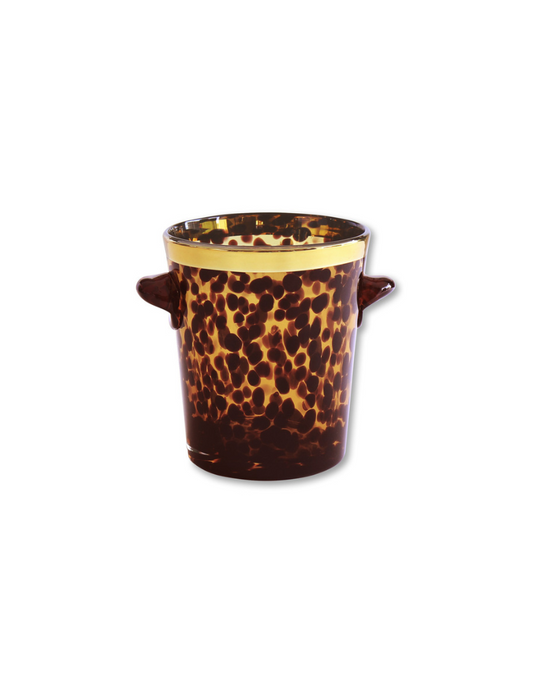 Glass Tortoise and Gold Ice Bucket