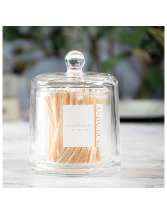 Glass Jar with Lid & Wooden White Matches