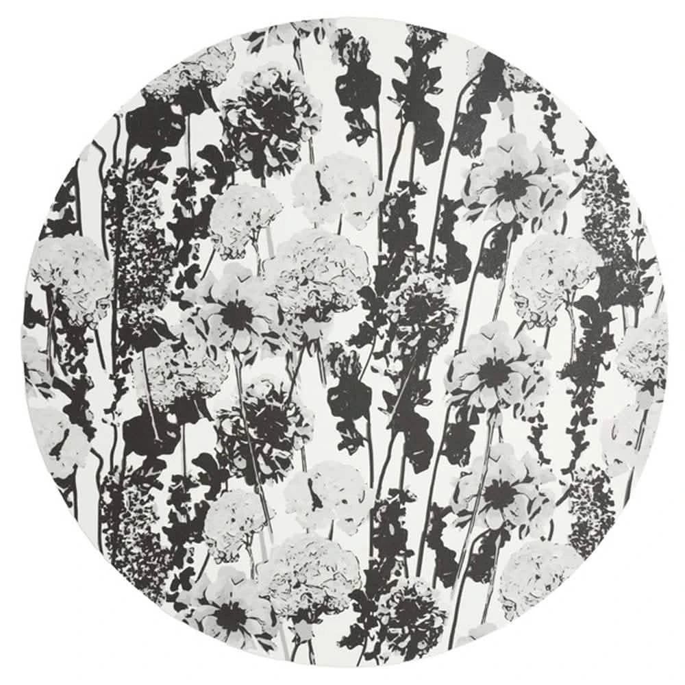 Elizabeth Sutton Collection: Grayscale Floral Garden Vinyl Placemat Set