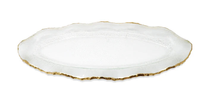 Glass Plate With Gold Scalloped Rim