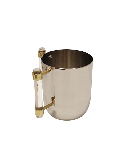Metal Washing Cup - Silver with Clear Handles