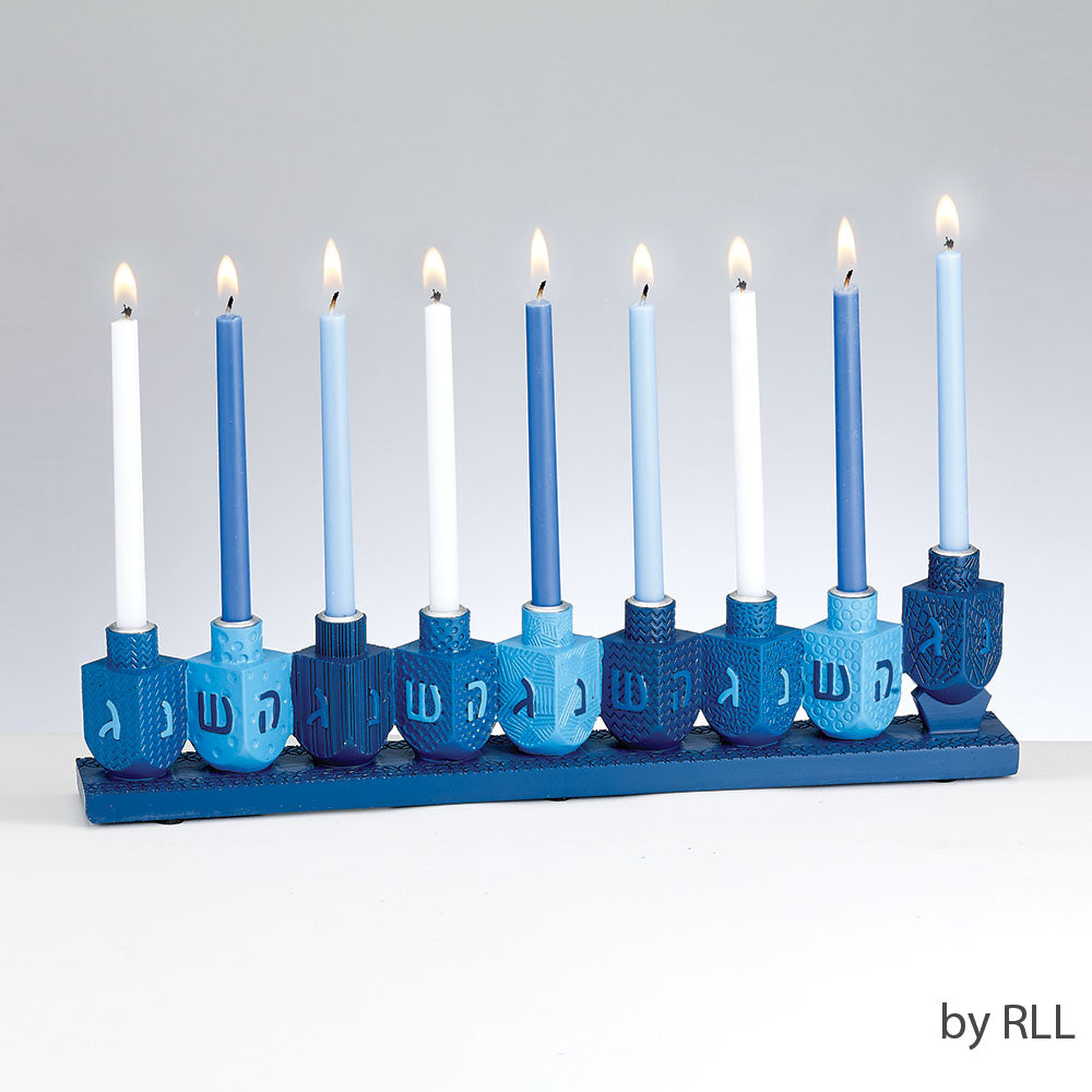 Blue Dreidels Menorah