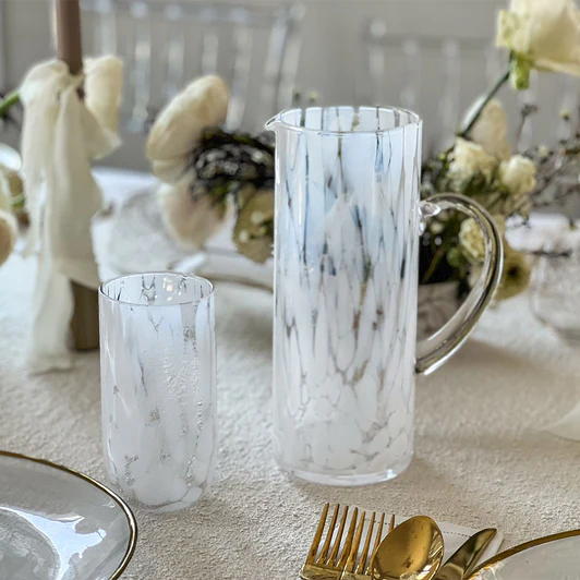 Set of 6 White Stained Tall Tumblers