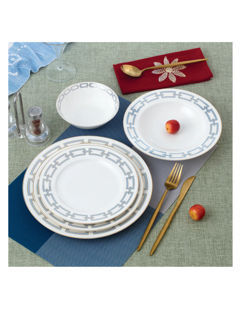 Abbey Light Blue 20pc Bone China Dinnerware Set